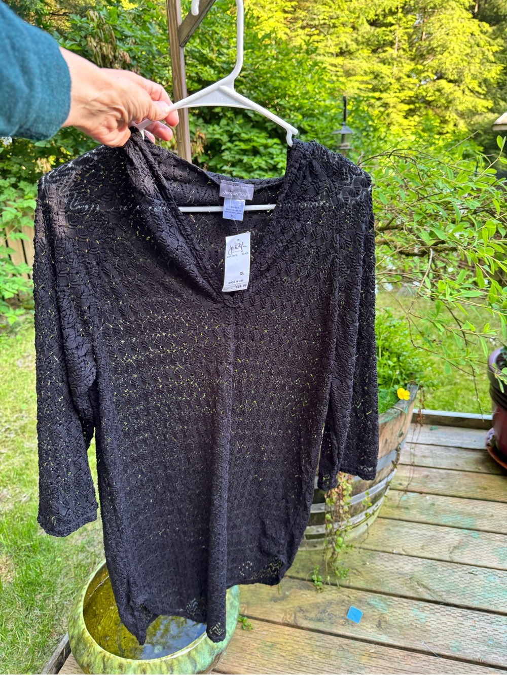 Jordan Taylor Black Open-Stitch Cowl Neck Swim Coverup